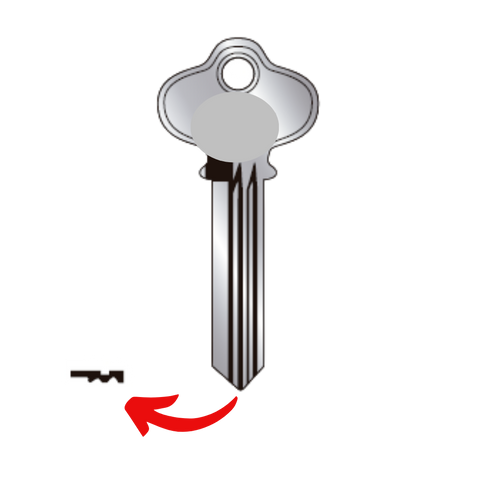 Llave virgen CORBIN CO-2LL fabricada en bronce con cubierta de níquel, compatible con Austral CO-2LL, Alba E2LL y JMA COR-33 para candados y cerraduras cilindro, requiere corte por cerrajero profesional