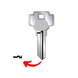 Llave virgen DEXTER DEX-47N fabricada en bronce con cubierta de níquel, compatible con Austral DEX-47N, Alba R47N y JMA DX-5D para candados y cerraduras cilindro, requiere corte por cerrajero profesional