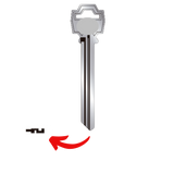 Llave virgen FANAL FAN-55L fabricada en bronce con cubierta de níquel, compatible con Austral FAN-55L, Alba R55L y JMA FNL-3D para candados y cerraduras cilindro, requiere corte por cerrajero profesional