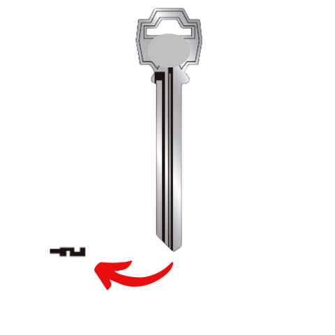 Llave virgen FANAL FAN-55L fabricada en bronce con cubierta de níquel, compatible con Austral FAN-55L, Alba R55L y JMA FNL-3D para candados y cerraduras cilindro, requiere corte por cerrajero profesional