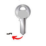 Llave virgen MASTER MA-1 fabricada en bronce con cubierta de níquel, compatible con Austral MA-1, Alba M1 y JMA MAS-10 para candados y cerraduras cilindro, requiere corte por cerrajero profesional