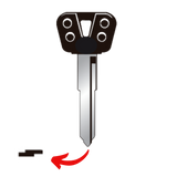 Llave virgen para motocicleta Italika con corte izquierdo, carcasa plástica ergonómica, fabricada en bronce níquel con acabado de latón, sin chip transponder, compatible con perfiles Austral YH-64P Alba YH28BP JMA YAMA-26P, compra mínima 5 piezas, ideal para cerrajeros profesionales