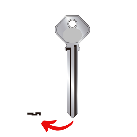 Llave virgen PHILLIPS PH-52L fabricada en bronce con cubierta de níquel, compatible con Austral PH-52L, Alba R-52L y JMA PHI-52L para candados y cerraduras cilindro, requiere corte por cerrajero profesional