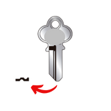 Llave virgen RONY R20C fabricada en bronce con cubierta de níquel, compatible con Lock LO-20C para candados, archiveros de oficina y cerraduras cilindro, requiere corte por cerrajero profesional