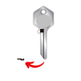 Llave virgen YALE YA-1 fabricada en bronce con cubierta de níquel, compatible con Austral YA-1 para candados, archiveros y cerraduras cilindro, requiere corte por cerrajero profesional